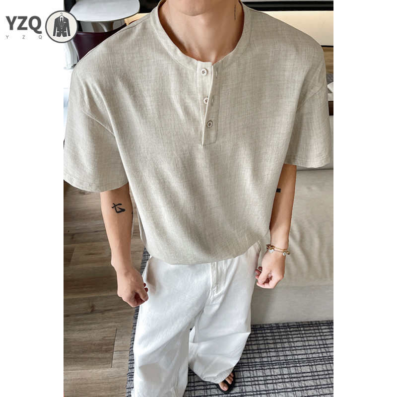 Linen Shirt Breathable - Maglietta da uomo a maniche corte,