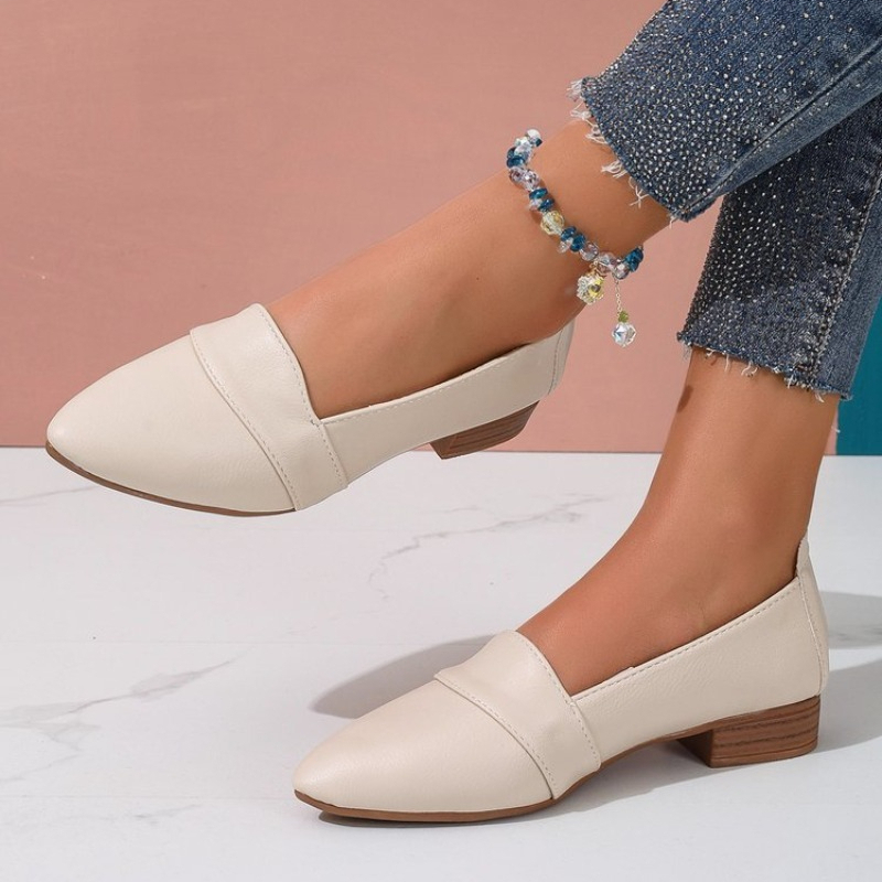 Casual Sandal Leather - Scarpe slip-on da donna, piatte, tinta