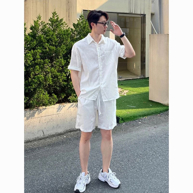 Linen Shirt Breathable - Set casual da uomo in cotone