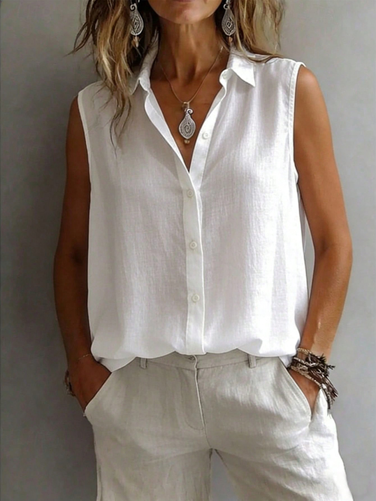 Shirt Camp Collar - Camicia Senza Maniche con Colletto per