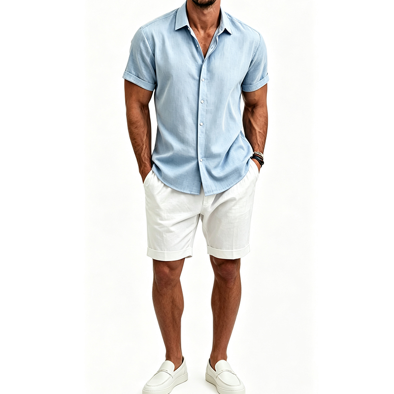 Linen Shirt Breathable - Completo da uomo in cotone e
